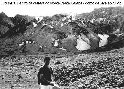 The author, K. Swenson, in front of dome, in Mount St. Helens' crater